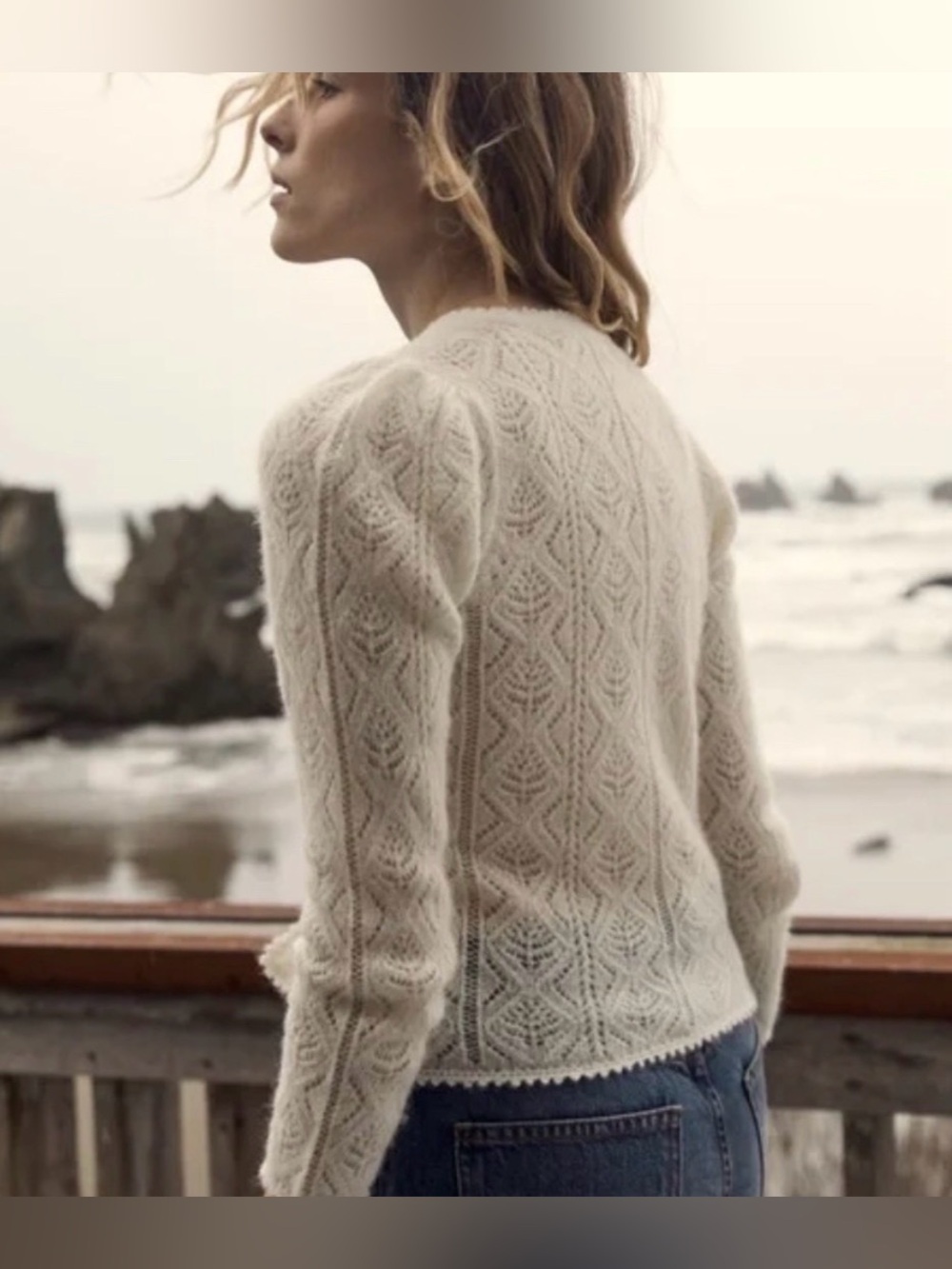 DOEN Chandel Alpaca Blend Cardigan Jasmine Flower Cream Size Medium - Picture 2 of 15